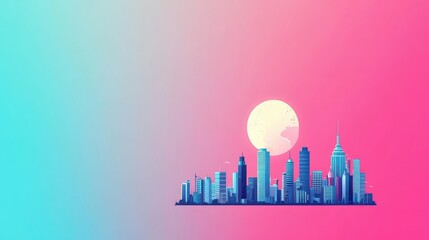 Fototapeta premium Clean Earth, ecofriendly cityscape, flat design illustration