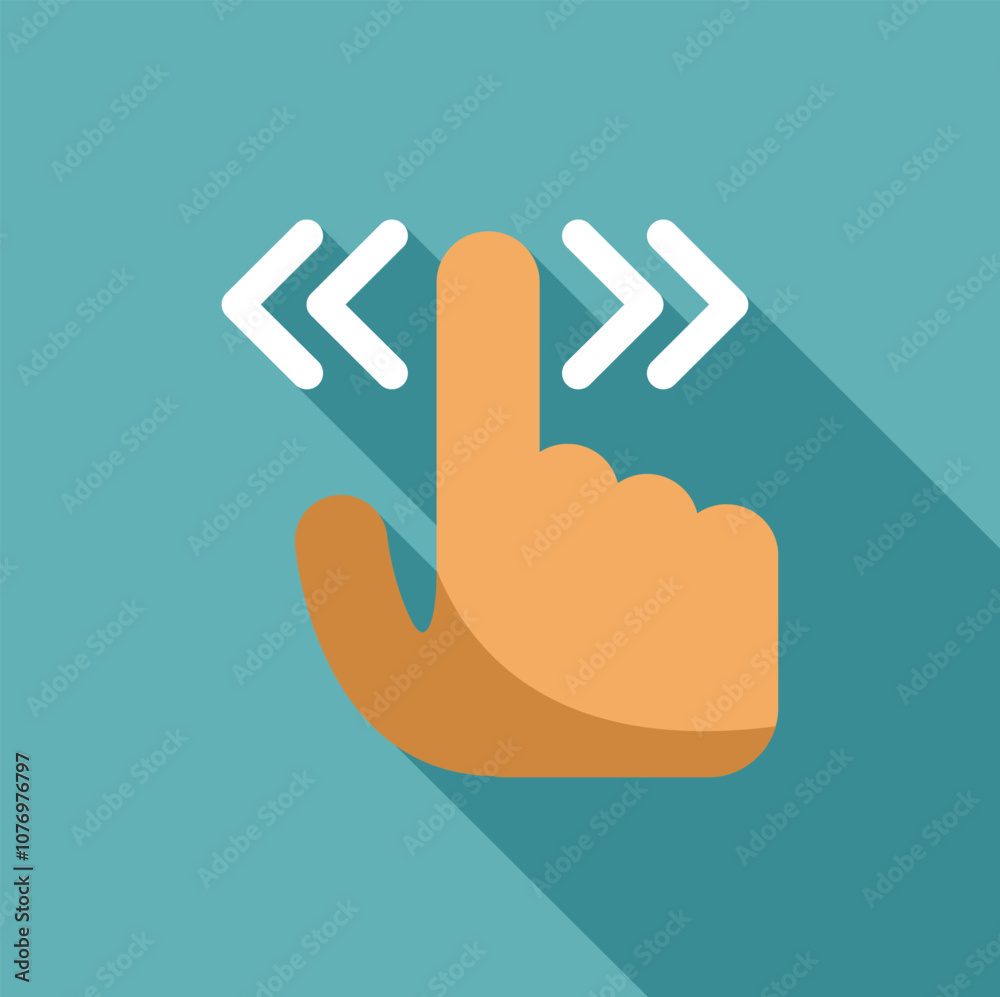 Poster hand using index finger to scroll or swipe on a touchscreen or trackpad