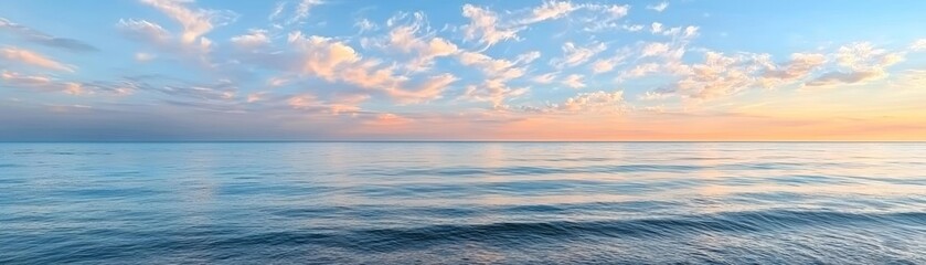 Obraz premium Contrast between calm and deep ocean, horizon line, artistic sky reflections