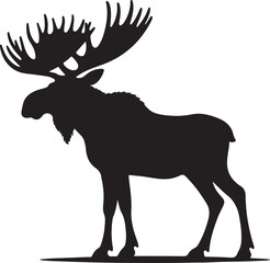 Moose Silhouette Vector Art on White Background - Majestic Forest Animal Icon Design

