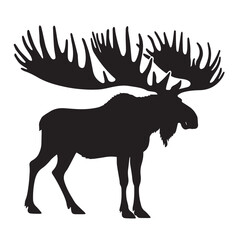 Moose Silhouette Vector Art on White Background - Majestic Forest Animal Icon Design

