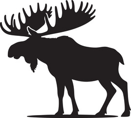 Naklejka premium Moose Silhouette Vector Art on White Background - Majestic Forest Animal Icon Design