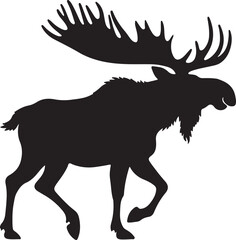 Moose Silhouette Vector Art on White Background - Majestic Forest Animal Icon Design

