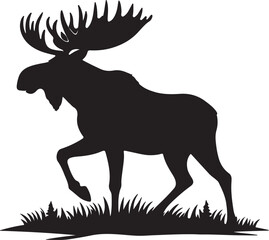 Moose Silhouette Vector Art on White Background - Majestic Forest Animal Icon Design

