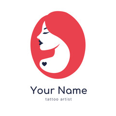 makeup tattoo artist logo profile of a girl with dark lips and closed eyes