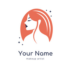 makeup tattoo artist logo profile of a girl with dark lips and closed eyes
