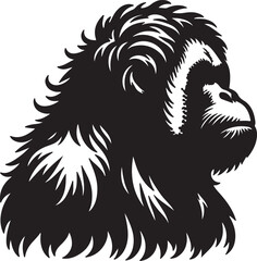 Obraz premium Orangutan Silhouette Vector Art on White Background - Majestic Primate Icon Design