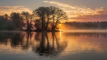 Obraz premium sunrise over lake