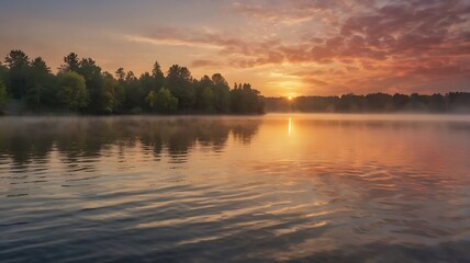 Obraz premium sunset over the river