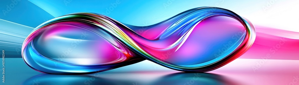 Wall mural colorful abstract wave design with smooth gradients, white isolate background.