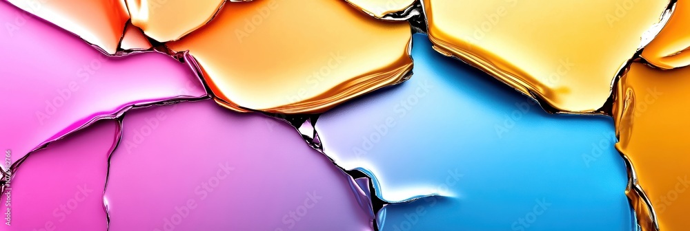 Wall mural colorful abstract shapes with smooth edges, creating a vibrant visual effect against a white backgro