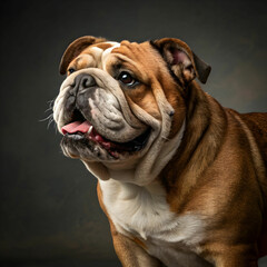 Obraz premium The Bulldog is a calm, sturdy dog known for its distinctive wrinkled face.