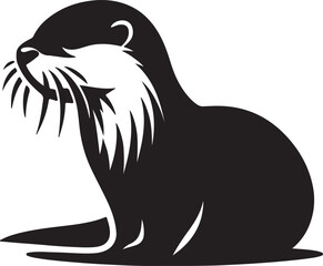 Otter Silhouette Vector Art on White Background - Playful Aquatic Animal Icon Design

