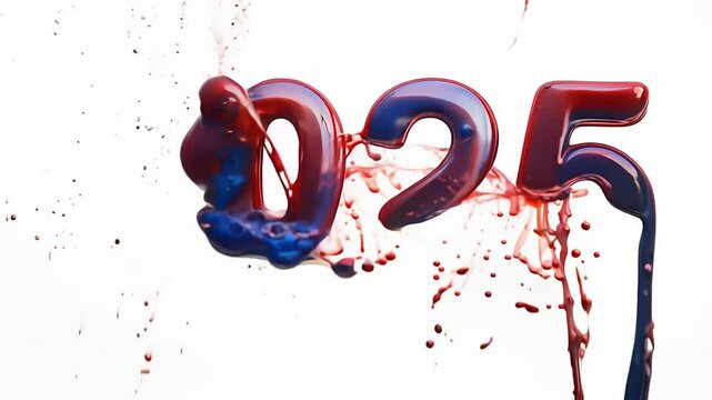 New Year, number 2025, made with paint. Created with Generative AI.