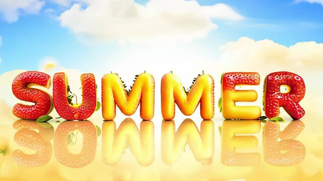 Word summer made of fruits. Created with Generative AI