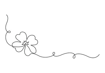 Obraz premium Continuous one line drawing of four leaf clovers. Clover four-leaf in continuous single line art drawing. Vector illustration