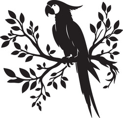 Parrot Silhouette Vector Art on White Background - Vibrant Tropical Bird Icon Design

