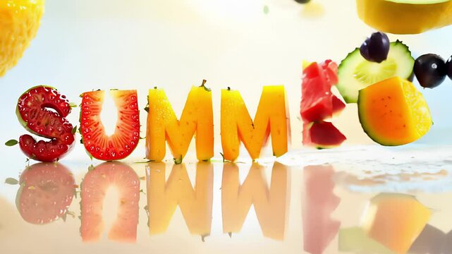 Word summer made of fruits. Created with Generative AI