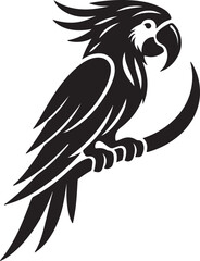 Fototapeta premium Parrot Silhouette Vector Art on White Background - Vibrant Tropical Bird Icon Design