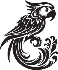 Fototapeta premium Parrot Silhouette Vector Art on White Background - Vibrant Tropical Bird Icon Design