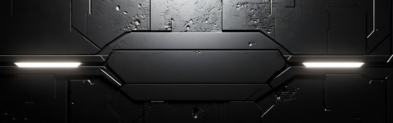 Obraz premium Advanced Dark Geometric Steel Plate with Luminous Accents Abstract Background