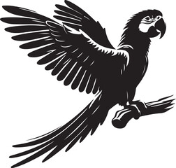Parrot Silhouette Vector Art on White Background - Vibrant Tropical Bird Icon Design

