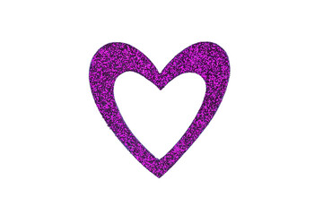 Fototapeta premium A vibrant purple glitter heart shape with a hollow center on a white background
