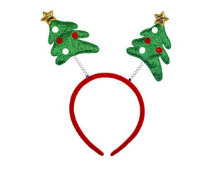Sparkly green Christmas tree headband, ideal for holiday fun!