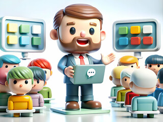 Community Manager Hosting Interactive Q&A Session with Community Members Addressing Queries on Digital Platform Ample Copy Space for Text in Stock Photo Concept for Engaging Online Communities