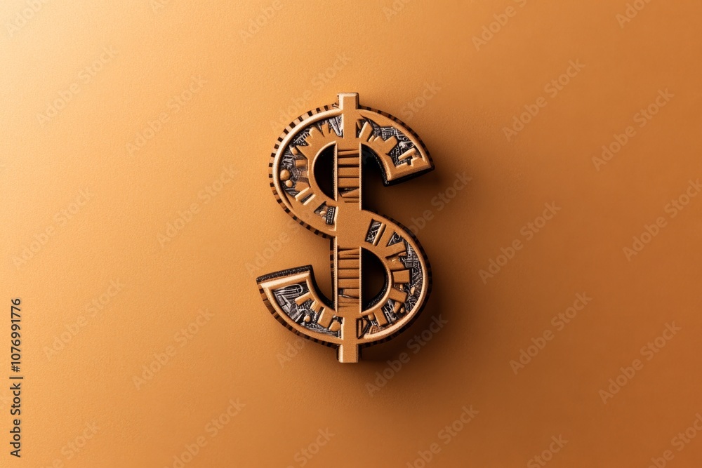 Poster A minimalist icon of a dollar sign, with clean lines and a modern style on a plain background