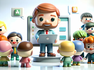 Community Manager Hosts Engaging Q&A Session Interacting with Community Members Resolving Queries on Digital Platform Ample Copy Space for Text Photo Stock Concept