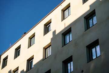 Low angle of a building against blue sky
