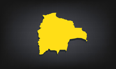 Obraz premium Yellow 3D Map of bolivia on a Dark Background, Displaying Geographical Shape and Borders for Educational and Informational