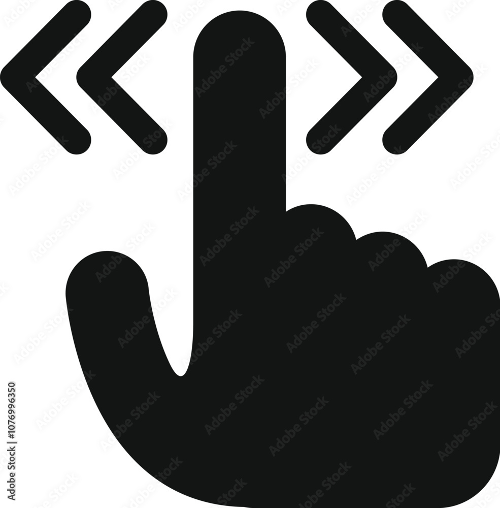 Poster hand using touchscreen gesture to scroll or swipe on a device