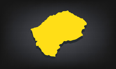 Fototapeta premium Yellow 3D Map of lesotho on a Dark Background, Displaying Geographical Shape and Borders for Educational and Informational