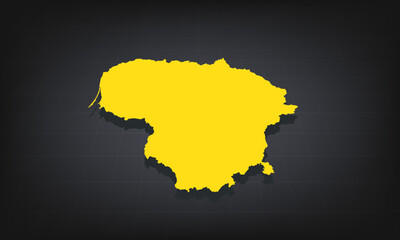 Obraz premium Yellow 3D Map of lithuania on a Dark Background, Displaying Geographical Shape and Borders for Educational and Informational