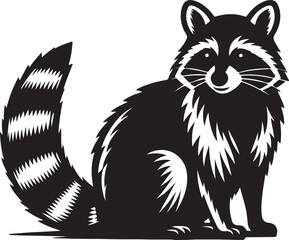 Obraz premium Raccoon Silhouette Vector Art on White Background - Playful Nighttime Animal Icon Design