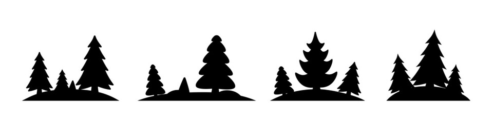 Obraz premium Pine trees vector. Pines set
