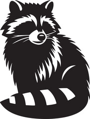 Raccoon Silhouette Vector Art on White Background - Playful Nighttime Animal Icon Design

