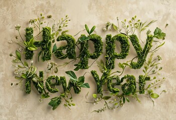 Eco-Friendly New Year Greeting with Lush Greenery and Botanical Elements