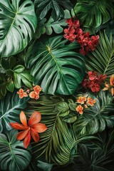 Obraz premium Tropical Botanical Wedding Invitation with Exotic Watercolor Plants and Elegant Floral Decor