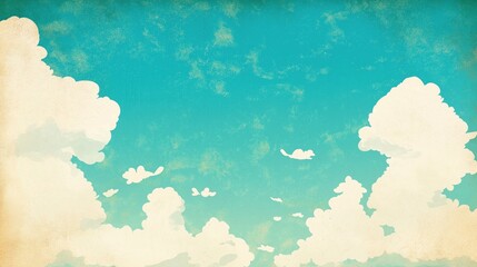 Fototapeta premium Vintage Sky Clouds Illustration