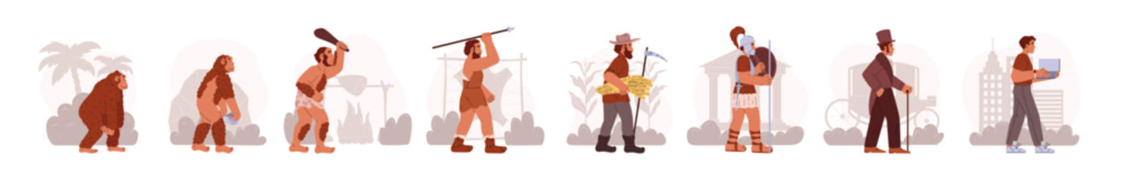 Evolution of man vector illustration set