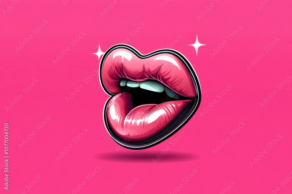 Poster a clean icon of lips and a heart symbol, representing love and affection in a minimal style