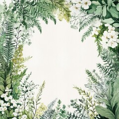 Fototapeta premium Bohemian Wedding Elegance. Floral Watercolor Illustration with Vintage Greenery and Luxurious Creamy Accents