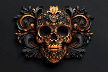 Fototapeta premium A gothic-style logo for a tattoo parlor, with dark, intricate patterns and a moody color palette