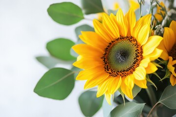 Obraz premium Vibrant Sunflower Bouquet. Hand Painted Watercolor Floral Illustration on White Background
