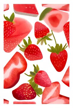 illustration of a bunch of strawberries from a close distance