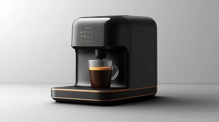 A product designer crafts an innovative coffee maker with sleek lines, customizable brew settings, and intuitive touch-screen controls.
