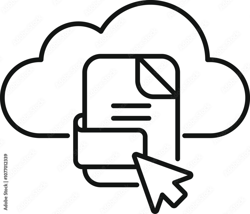 Fototapete Online document management system with cursor selecting file stored in cloud, symbolizing efficient data access and storage
